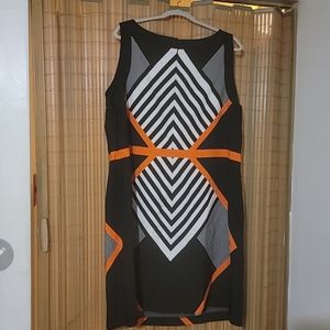 Vior black white color block shift dress 22W